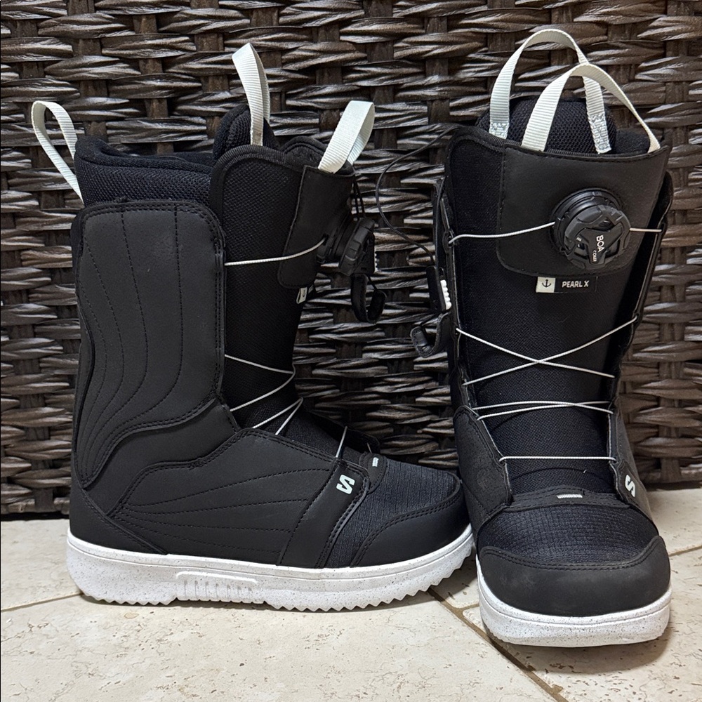 Salomon Black and White Snowboard Boots